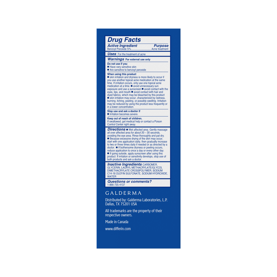 Differin 5% Benzoyl Peroxide Daily Deep Cleanser